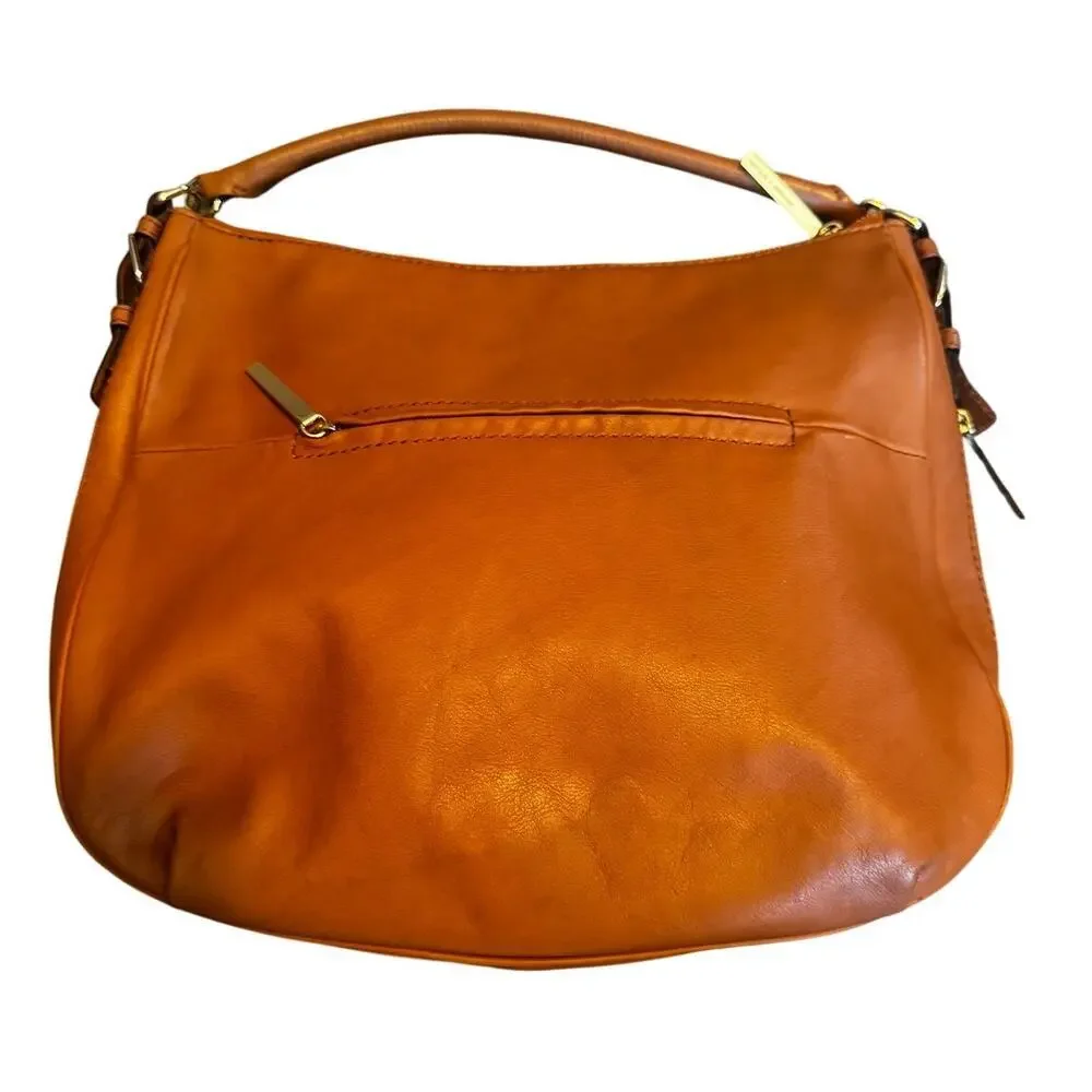 Kate Spade New York Leather Hobo Shoulder Bag Cognac Tan Large Expandable